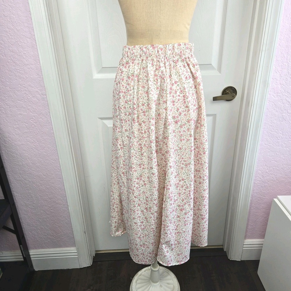Alter'd State Pink Floral Midi Skirt Size‎ S Spring Cottagecore Coquette Boho - Picture 2 of 11